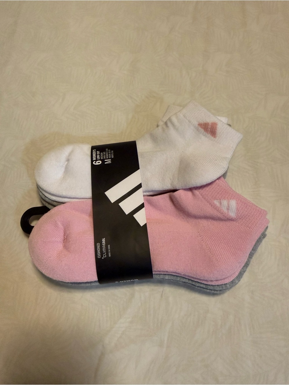 adidas Women's No-Show Athletic Socks - White & Light Pink (6 Pack)